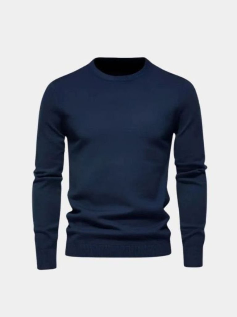 Men’s Knit Sweater – Minimalist Pullover Crosss Casual Everyday Knitwear