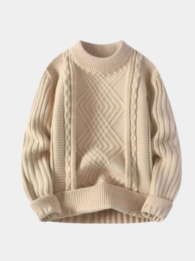 Men’s Knit Sweater – Minimalist Textured Casual Everyday Knitwear