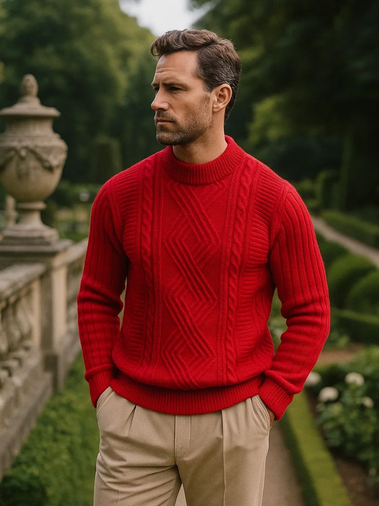 Men’s Knit Sweater – Minimalist Textured Casual Everyday Knitwear