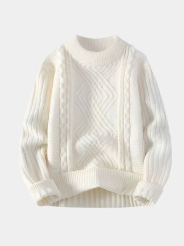 Men’s Knit Sweater – Minimalist Textured Casual Everyday Knitwear