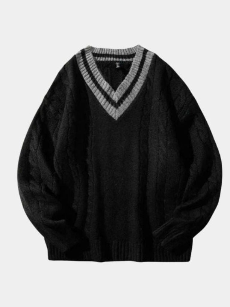 Men’s Knit Sweater – Minimalist Neck Casual Everyday Knitwear