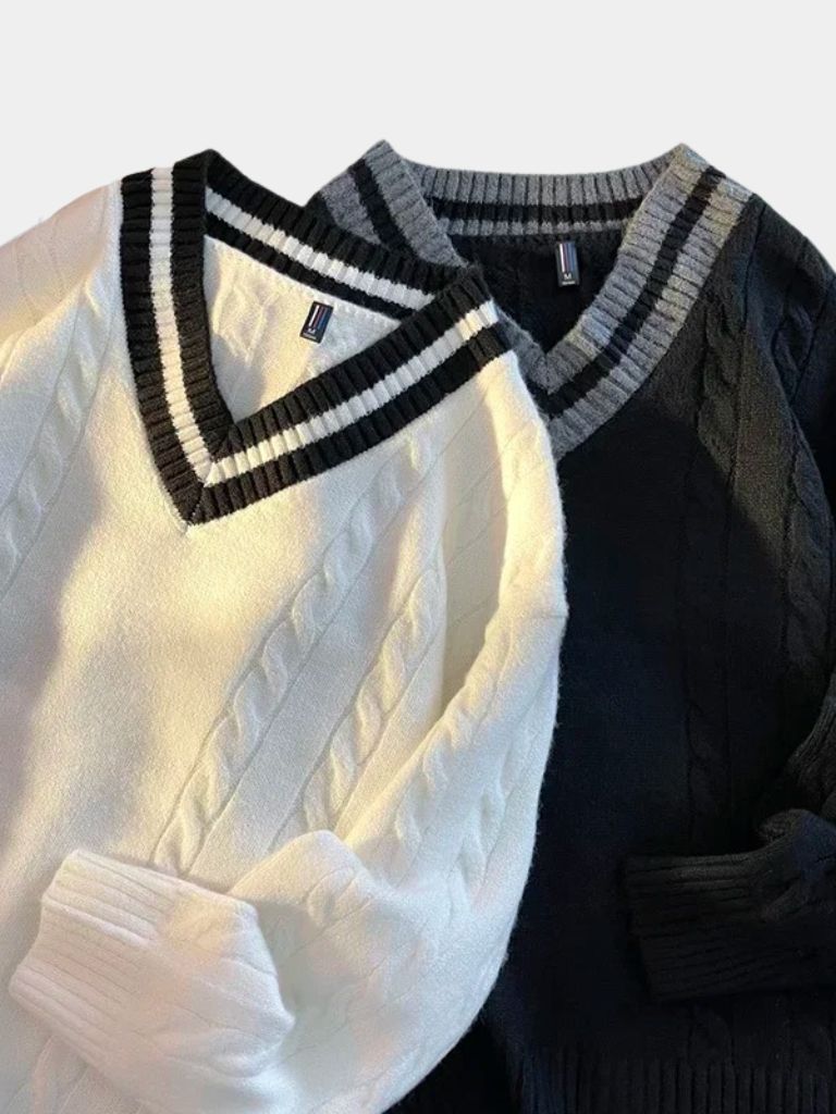 Men’s Knit Sweater – Minimalist Neck Casual Everyday Knitwear