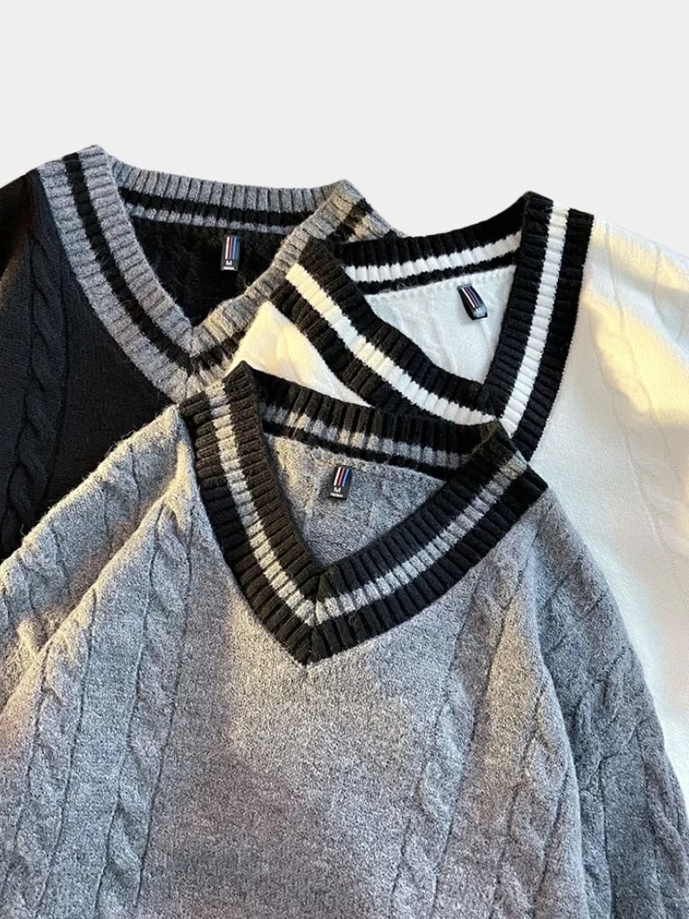 Men’s Knit Sweater – Minimalist Neck Casual Everyday Knitwear