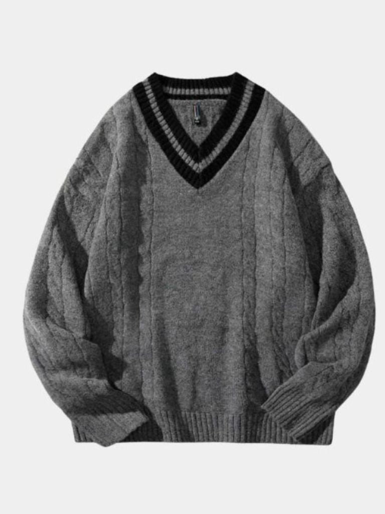 Men’s Knit Sweater – Minimalist Neck Casual Everyday Knitwear