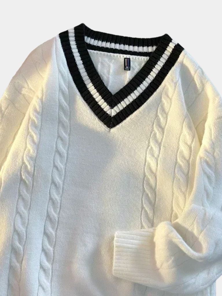 Men’s Knit Sweater – Minimalist Neck Casual Everyday Knitwear