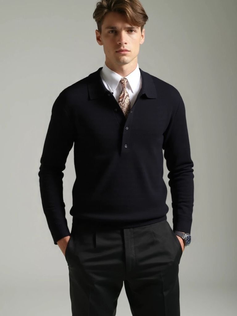 Men’s Knit Sweater – Old Money Polo Casual Everyday Knitwear