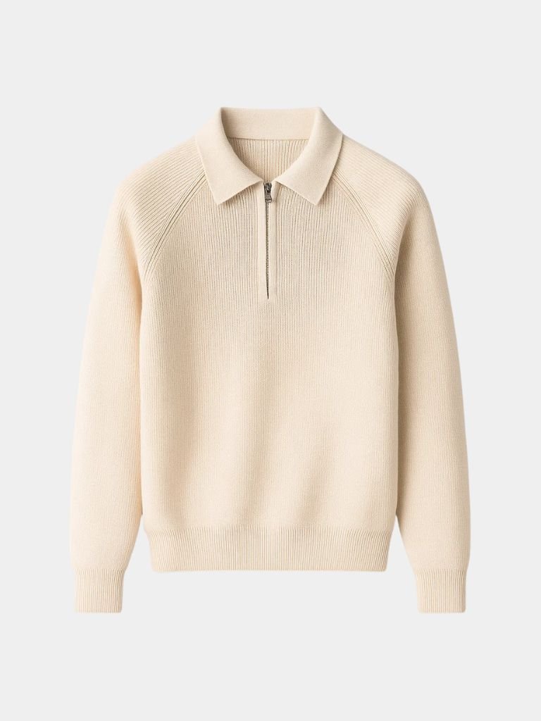 Men’s Knit Sweater – Raglan Quarter Zip Casual Everyday Knitwear
