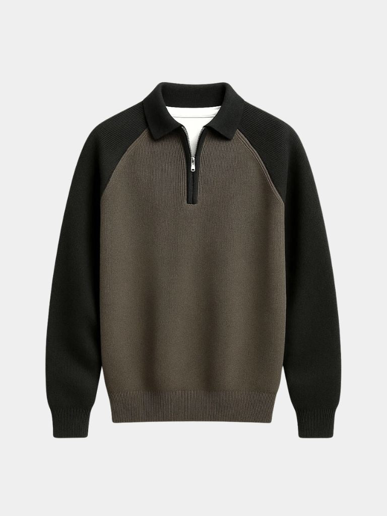 Men’s Knit Sweater – Raglan Quarter Zip Casual Everyday Knitwear
