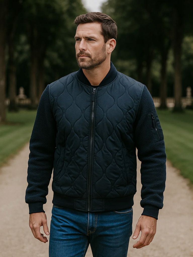 Men’s Sherpa Bomber Jacket – Sleeved Padded Heritage Modern Streetwear Fit