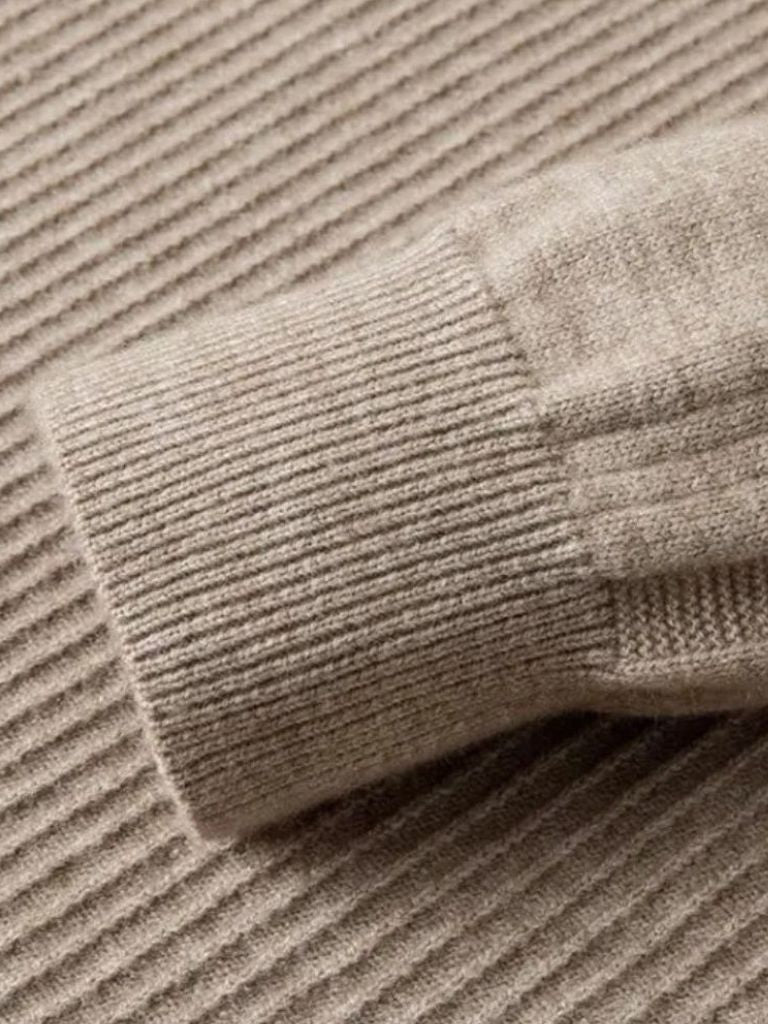 Men’s Knit Sweater – Stripe Quarter Zip Casual Everyday Knitwear