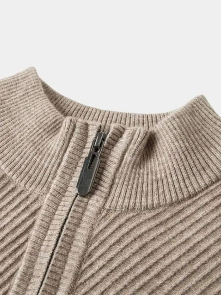 Men’s Knit Sweater – Stripe Quarter Zip Casual Everyday Knitwear