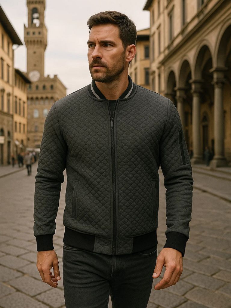 Men’s Bomber Jacket – Textured Minimalist Streetwear Modern Streetwear Fit
