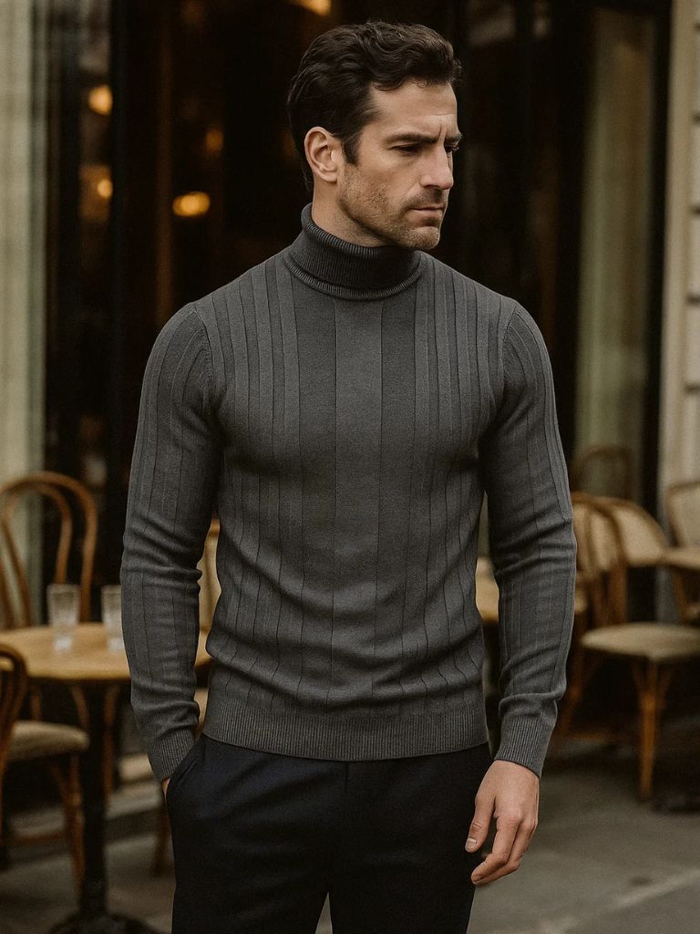 Men’s Knit Knit Sweater – Turtleneck Knitwear Pullover Casual Everyday Knitwear