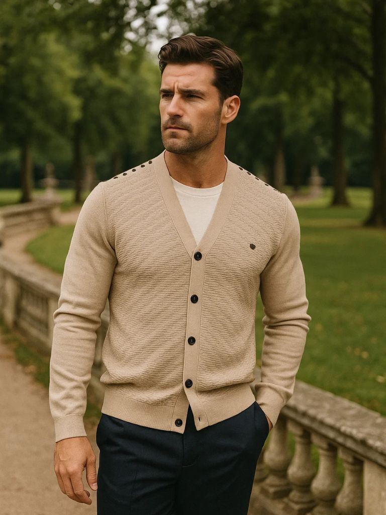 Men’s Knit Cardigan Sweater – Neck Knitwear Casual Everyday Knitwear