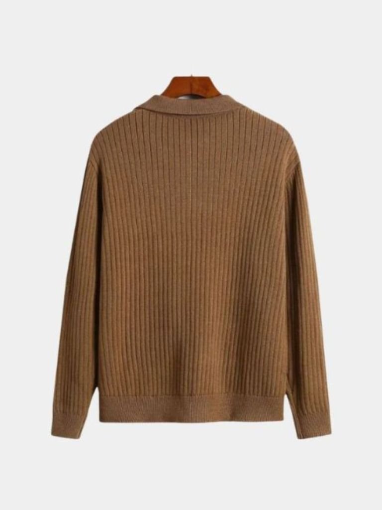 Men’s Knit Sweater – Neck Polo Ribbed Casual Everyday Knitwear