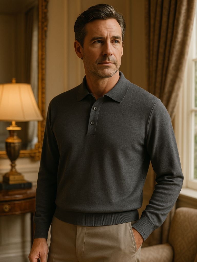 Men’s Knit Sweater – Wool Button Polo Casual Everyday Knitwear
