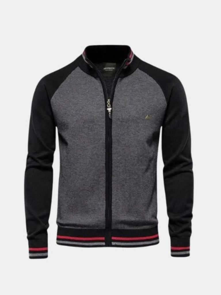 Men’s Cardigan Sweater – Zipper Color Block Casual Everyday Knitwear