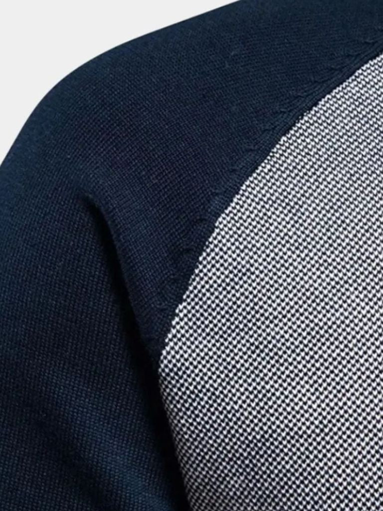 Men’s Cardigan Sweater – Zipper Color Block Casual Everyday Knitwear